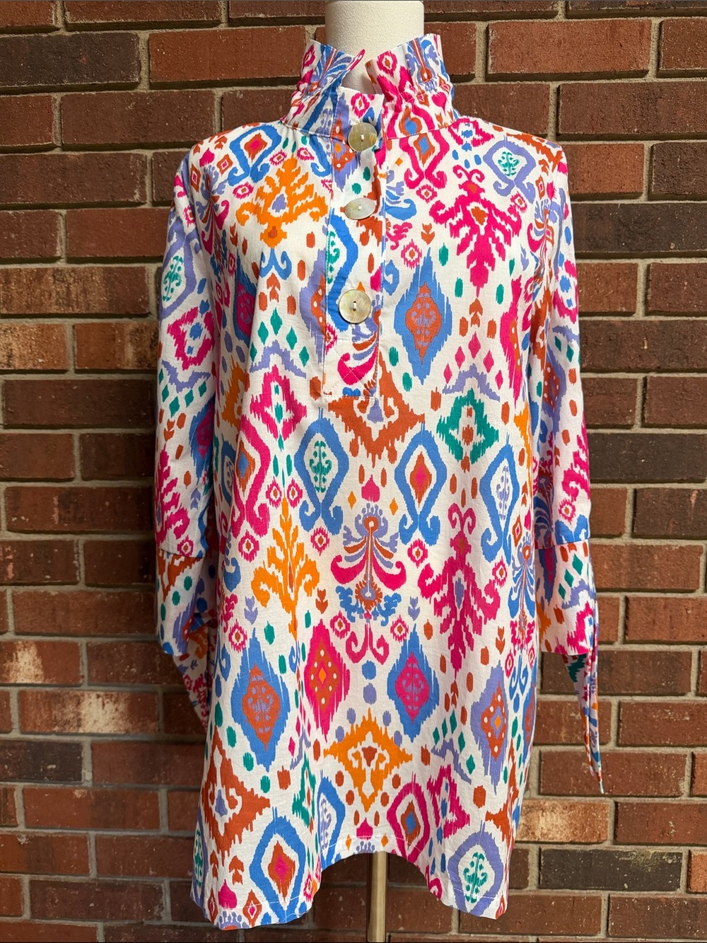 Toofan Multicolor Ikat Print Button-Up Tunic Size Medium